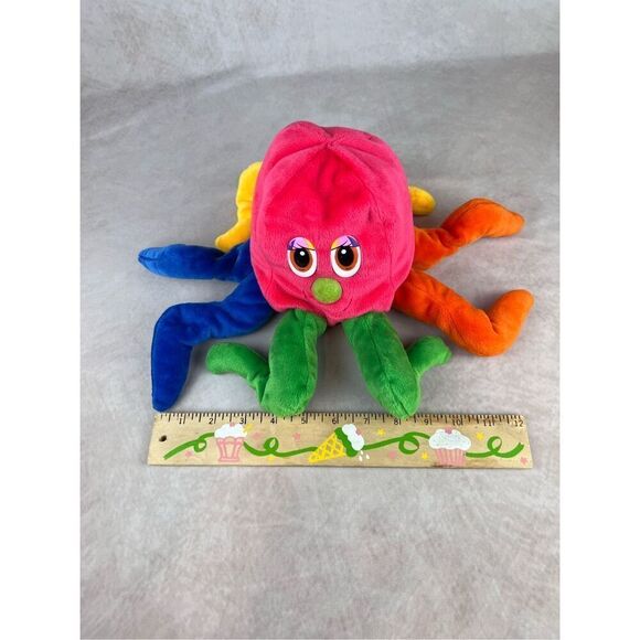 Vintage Fiesta Stuffed Plush Octopus Colorful Beanbag Toy Green Pink Blue - Picture 10 of 10